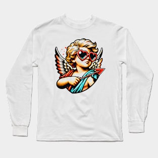 Pop Art Cupid: Retro Valentine's Day T-Shirt with Heart Arrows Long Sleeve T-Shirt